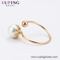 15195 Wholesale graceful ladies jewelry simple design imitation pearl adjustable finger ring